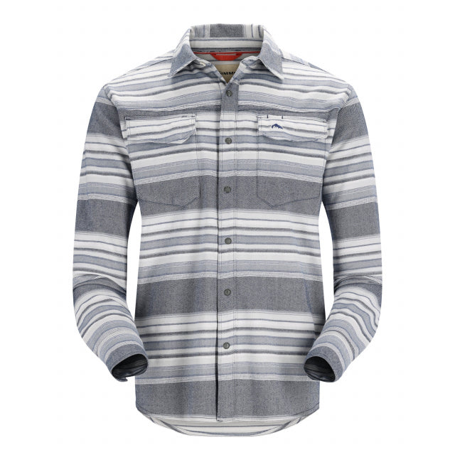 Simms Fishing Mens Gallatin Flannel Fishing Long Sleeve Shirt 552 Navy/Sterling Stripe