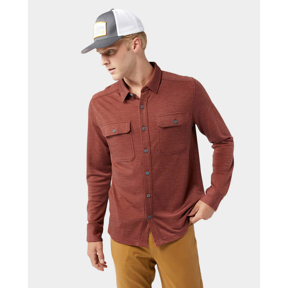 Stio Men's Alpin Midweight Merino Shirt Long Sleeve Coyote Trail Heather