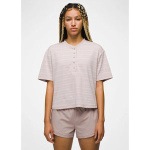 Prana Women's Sol Searcher Short Sleeve Henley Willow Stripe
