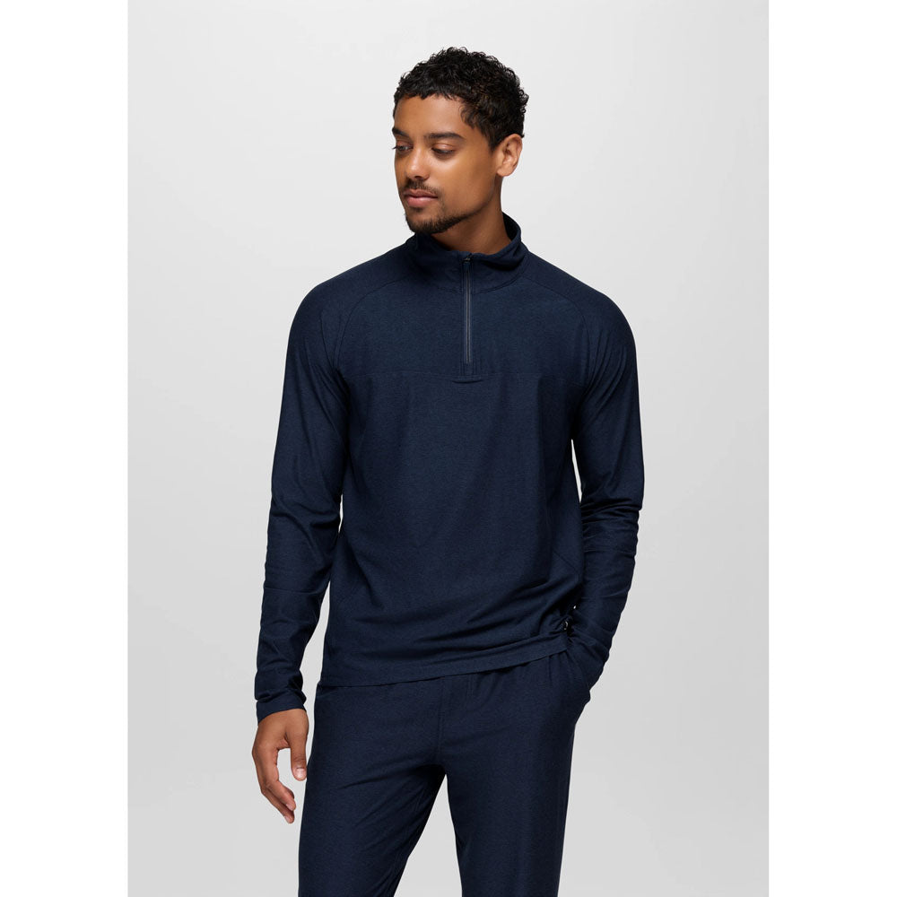 Prana Mens Altitude Tracker Light 1/4 Zip Nautical Heather