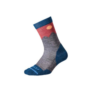 Fits Light Hiker Solid Crew Socks 439 Teton - Reflecting Pond / Marsala