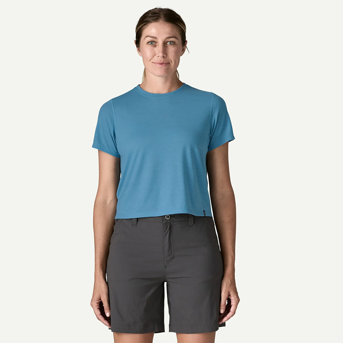 Patagonia Womens Capilene Cool Trail Cropped Shirt Shore Blue