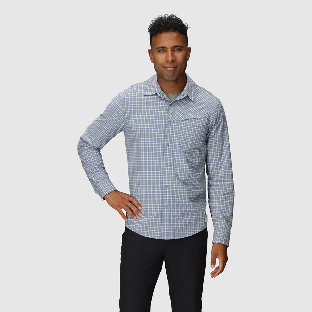 Outdoor Research Mens Astroman Long Sleeve Sun Shirt Galactic Plaid