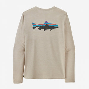 Patagonia M LS Cap Cool Daily Graphic Shirt - Waters FPMX Fitz Roy Trout: Pumice X-Dye