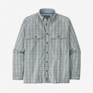 Patagonia Men's Long-Sleeved Island Hopper Shirt DRT Down River: Steam Blue / S