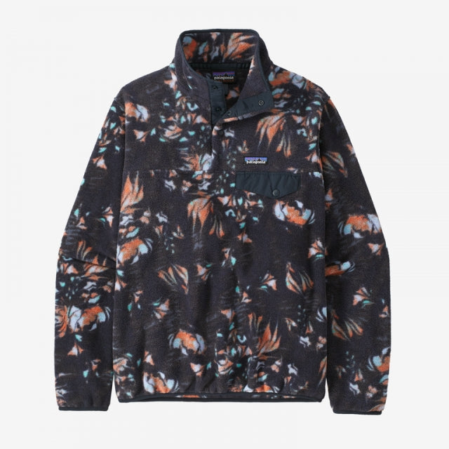 Patagonia Womens Lightweight Synchilla Snap-T Pullover Swirl Floral: Pitch Blue