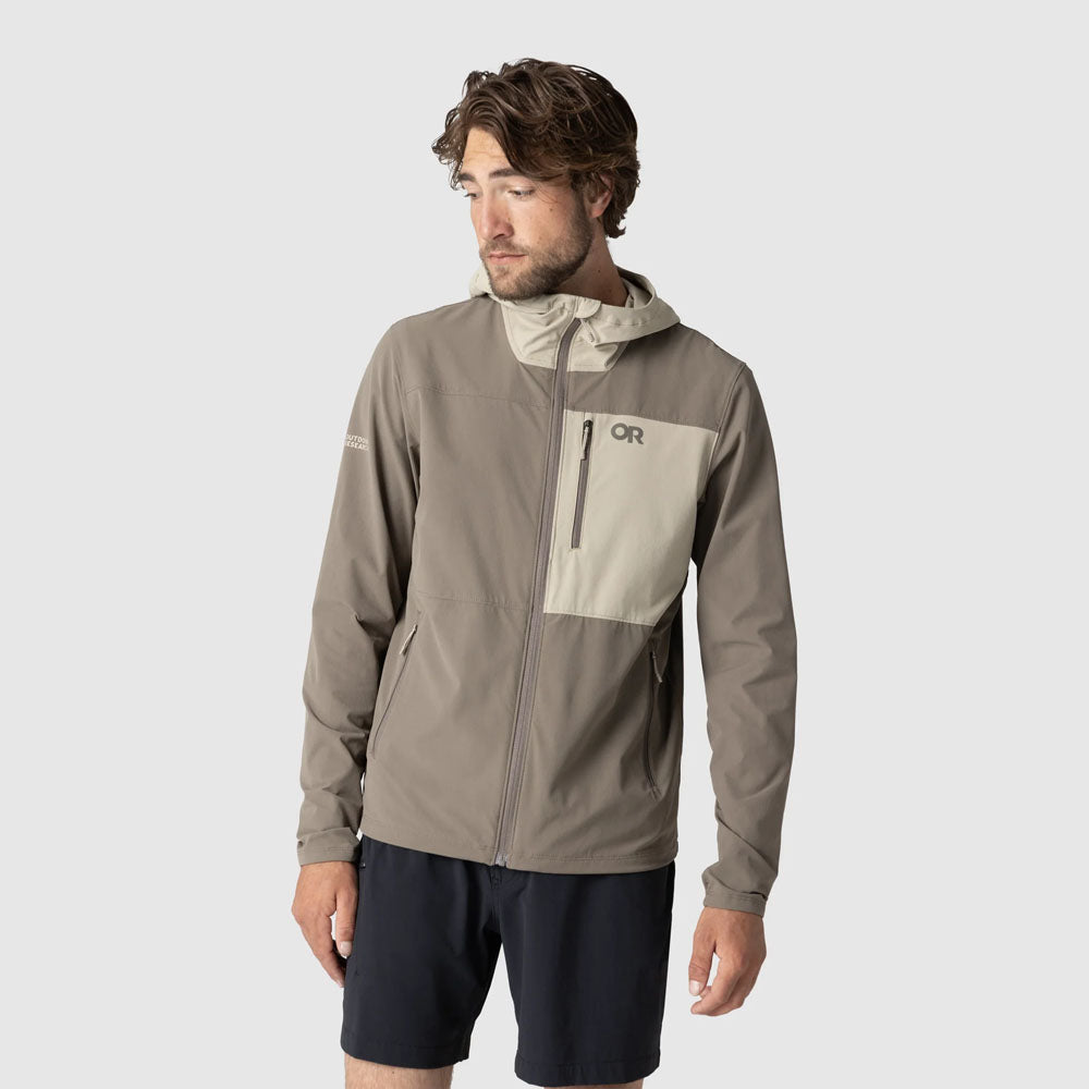 Outdoor Research Mens Ferrosi Hoodie Gravel/Pro Khaki