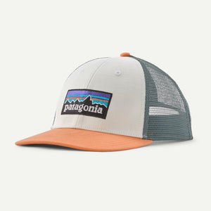 Patagonia P-6 Logo LoPro Trucker Hat WTPE White w/Peach Sherbet