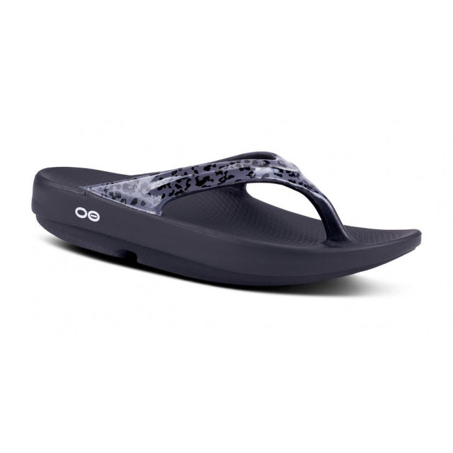 Oofos Womena Oolala Black/Grey Leopard