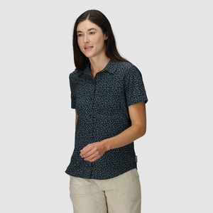 Outdoor Research Womens Astroman Short Sleeve Sun Shirt Neptune Paintswipes