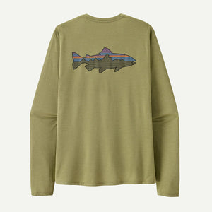 Patagonia Mens Long-Sleeved Capilene Cool Sun Shirt - Fitz Roy Trout Gumtree Green - Light Gumtree Green X-Dye