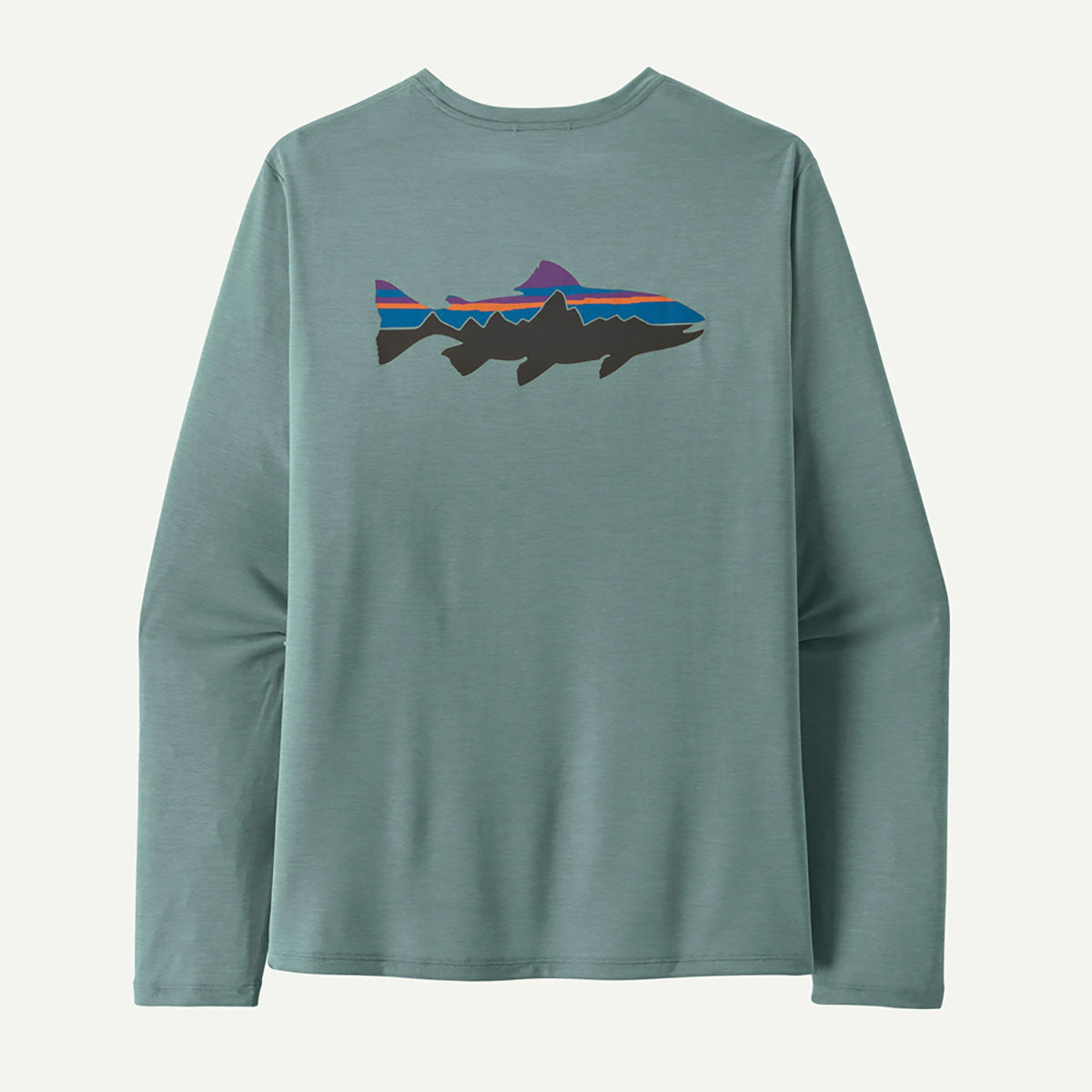 Patagonia Mens Long-Sleeved Capilene Cool Daily Shirt - Fitz Roy Trout Blue age - Light Blue Sage X-Dye / S