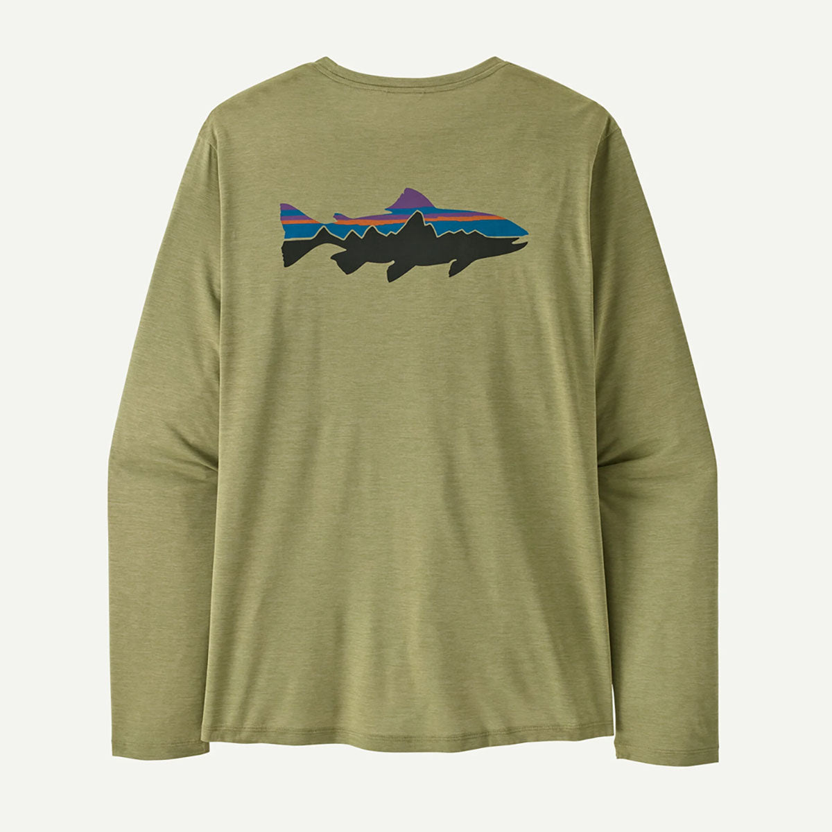 Patagonia Mens Long-Sleeved Capilene Cool Daily Shirt - Fitz Roy Trout Gumtree Green - Light Gumtree Green X-Dye