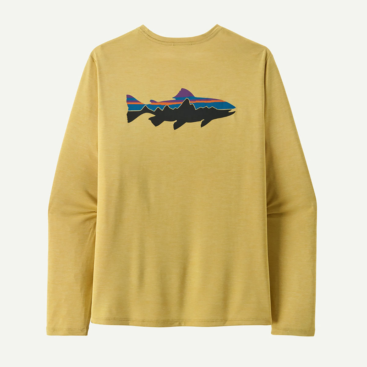 Patagonia Mens Long-Sleeved Capilene Cool Daily Shirt - Fitz Roy Trout Limestone Yellow - Light Limestone Yellow X-Dye