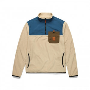 Topo Designs Mens Vista 1/4 Zip Lightweight Fleece 133 Oatmeal/Pond Blue