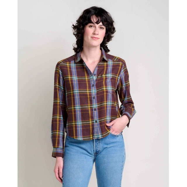 Toad&Co. W Re-Form Flannel Boxy LS Shirt 206 Carob Multi Windowpane