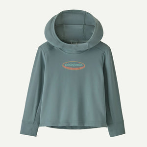 Patagonia Baby Cap Silkweight Hoody 95 Oval Logo Shelly Shelly: Blue Sage