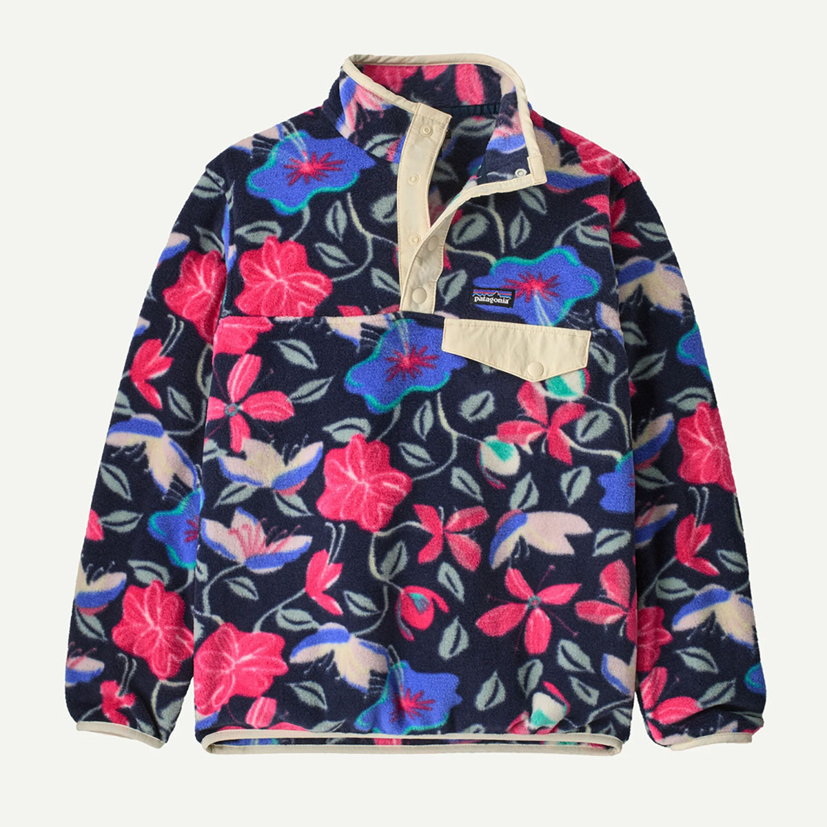 Patagonia Kids Lightweight Synchilla Snap-T Fleece Pullover Hopes and Blooms: New Navy