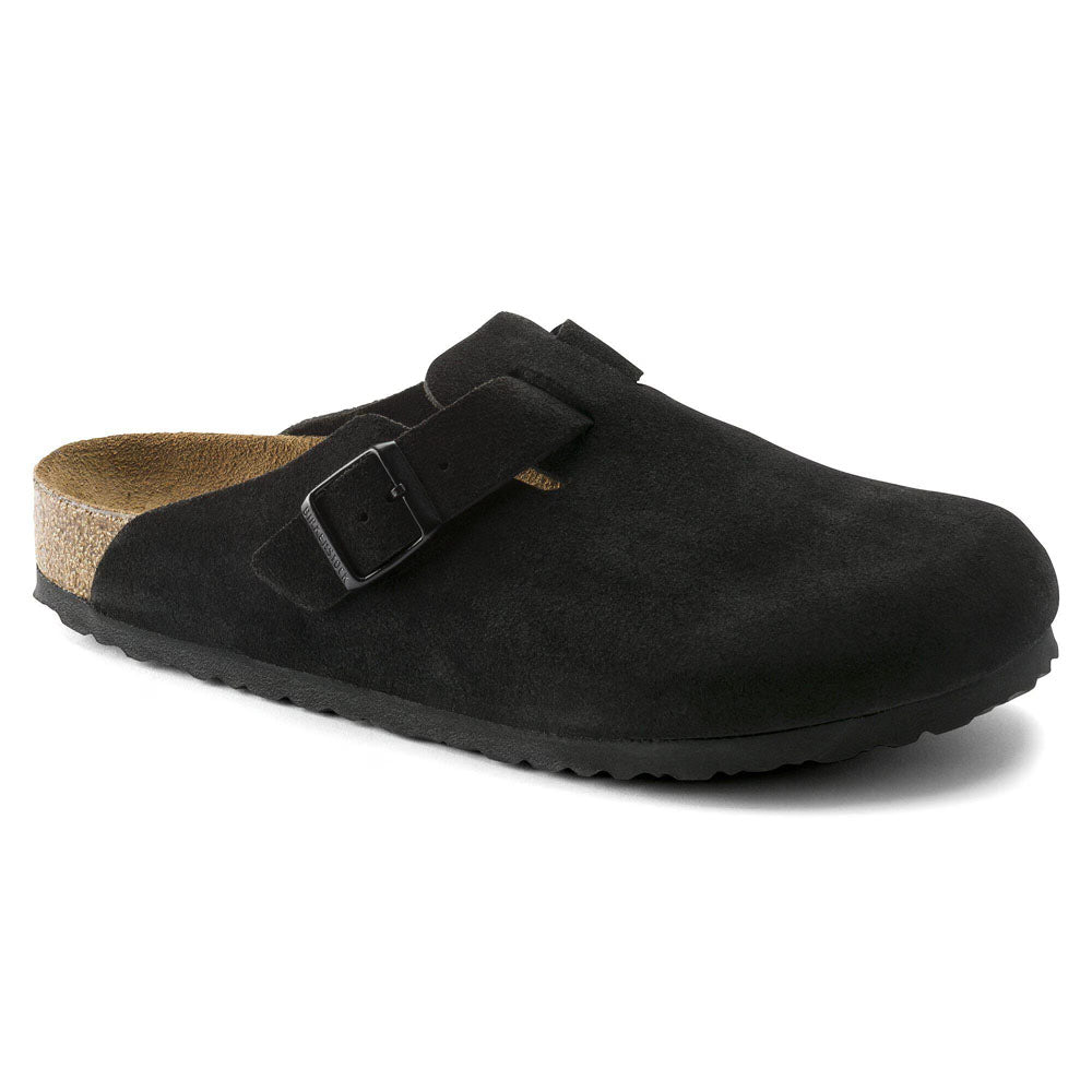 Birkenstock Boston Soft Footbed Suede Leather - Narrow Black