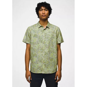 Prana M Lost Sol Printed SS Shirt 300 Juniper Green Fronds
