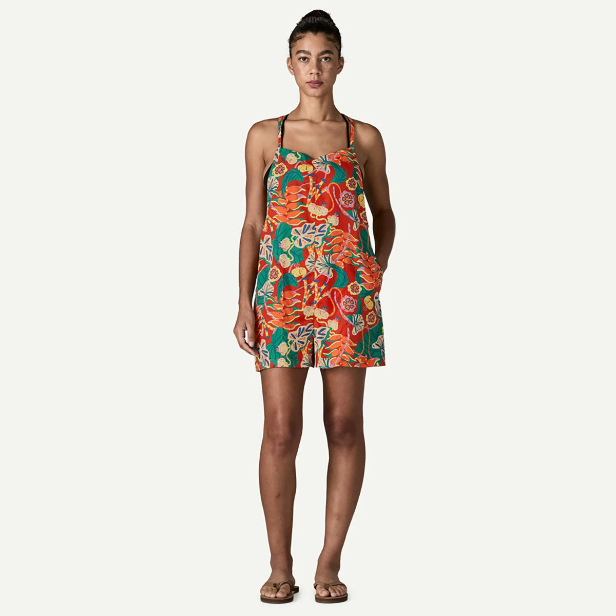 Patagonia Womens Tidal Threads Romper Tropiclimb: Hot Ember