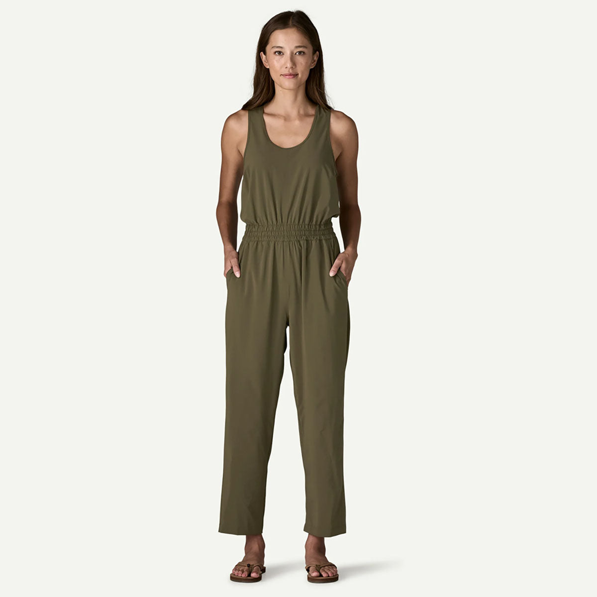 Patagonia Womens Terrebonne Traveler Jumpsuit Basin Green