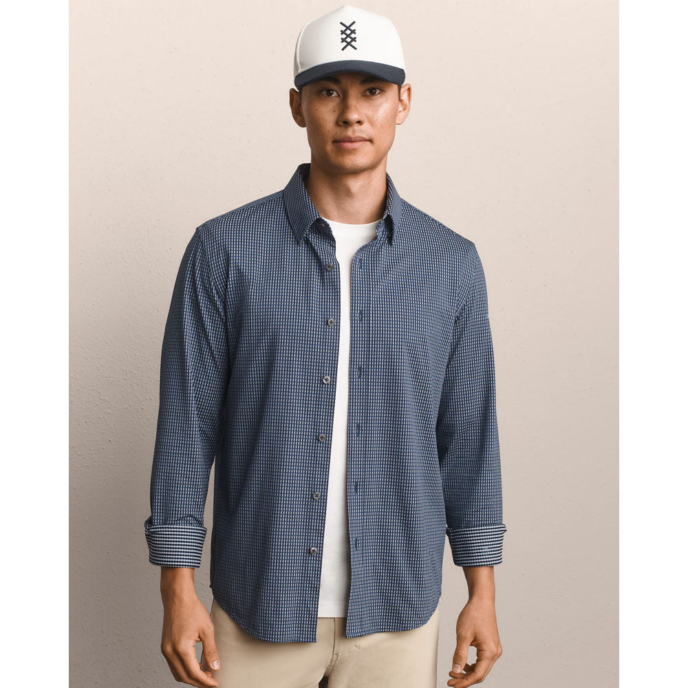 Rhone Mens Commuter Shirt - Classic Navy/Gray Gingham