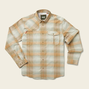 Howler Brothers Men's Matagorda Longsleeve Shirt Evans Plaid: Terra