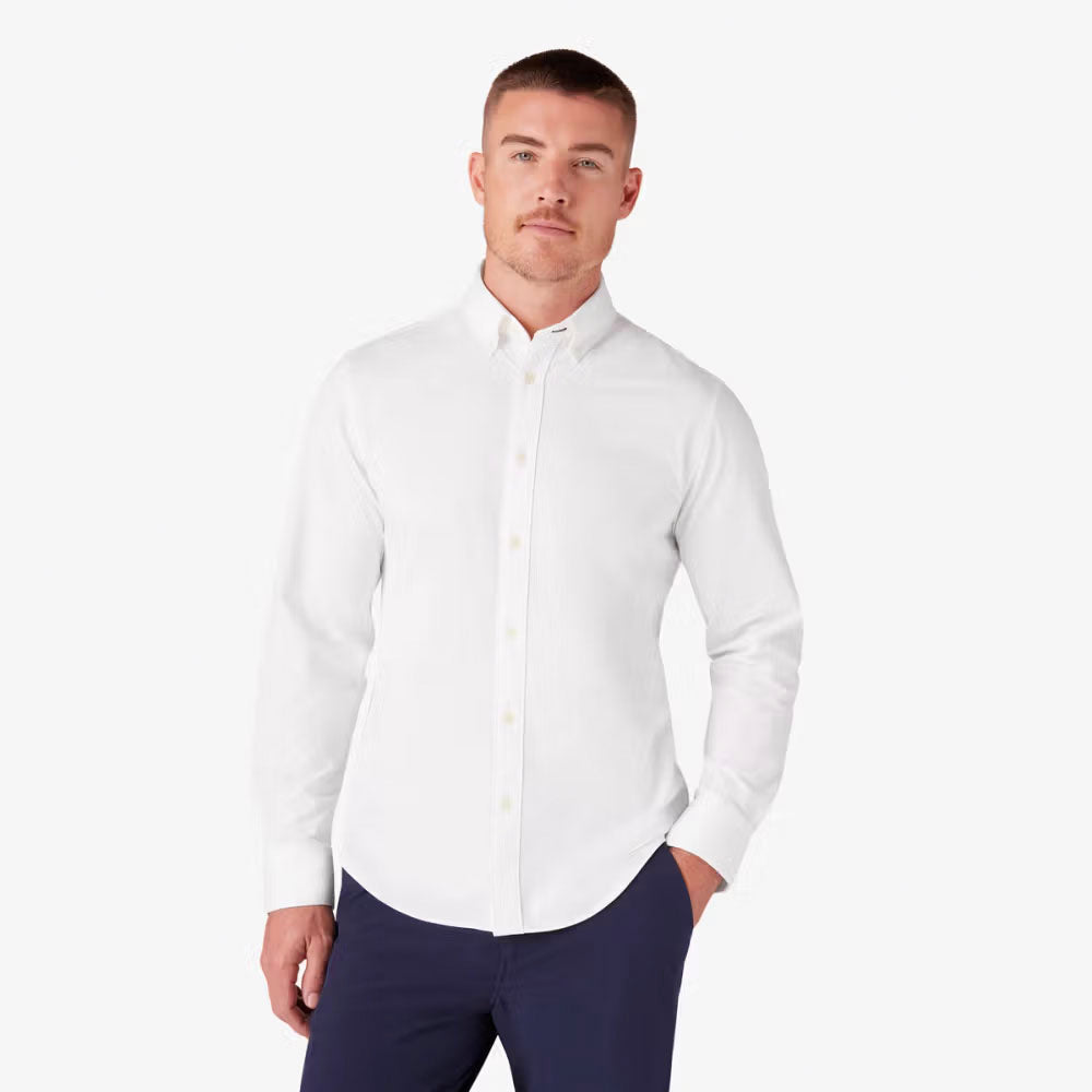 Mizzen+Main Men's Ellis Oxford No Tuck White Solid