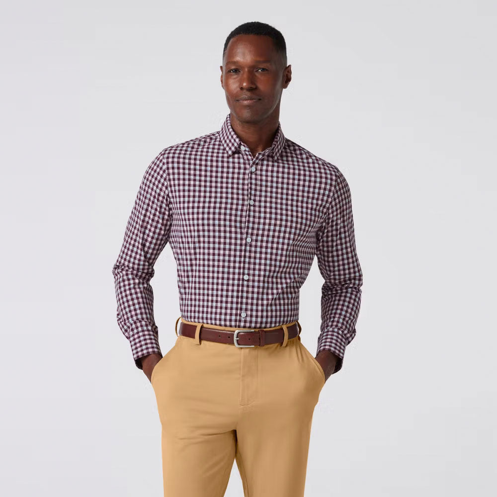 Mizzen+Main Men's Leeward Dress Shirt Wine Todos Plaid