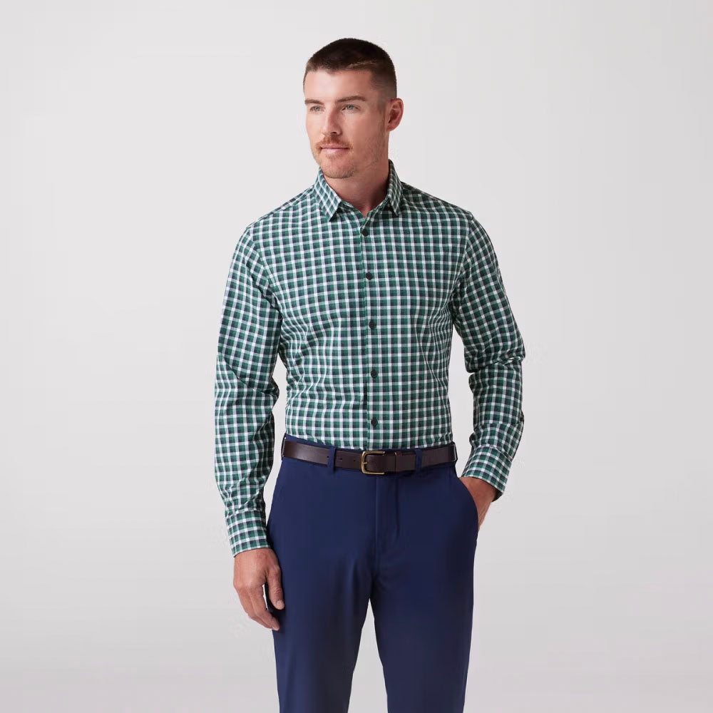 Mizzen+Main Men's Leeward Dress Shirt Hunter Green Dylan Plaid