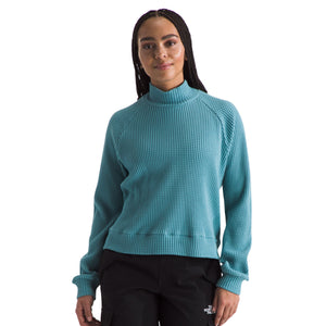 The North Face Women's L/S Mock Neck Chabot Algae Blue