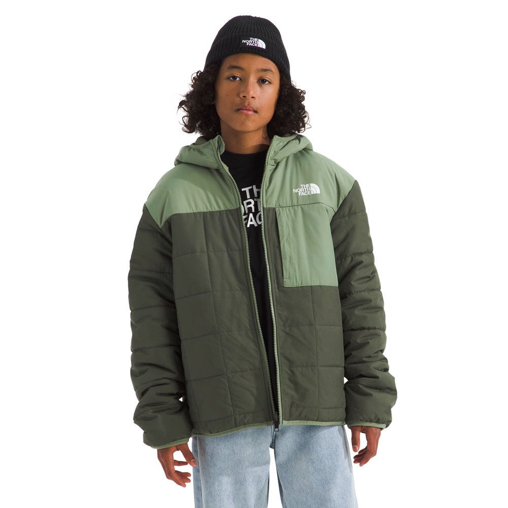 The North Face Boys Reversible Shasta Full Zip Hooded Jacket New Taupe Green/Bark Mist
