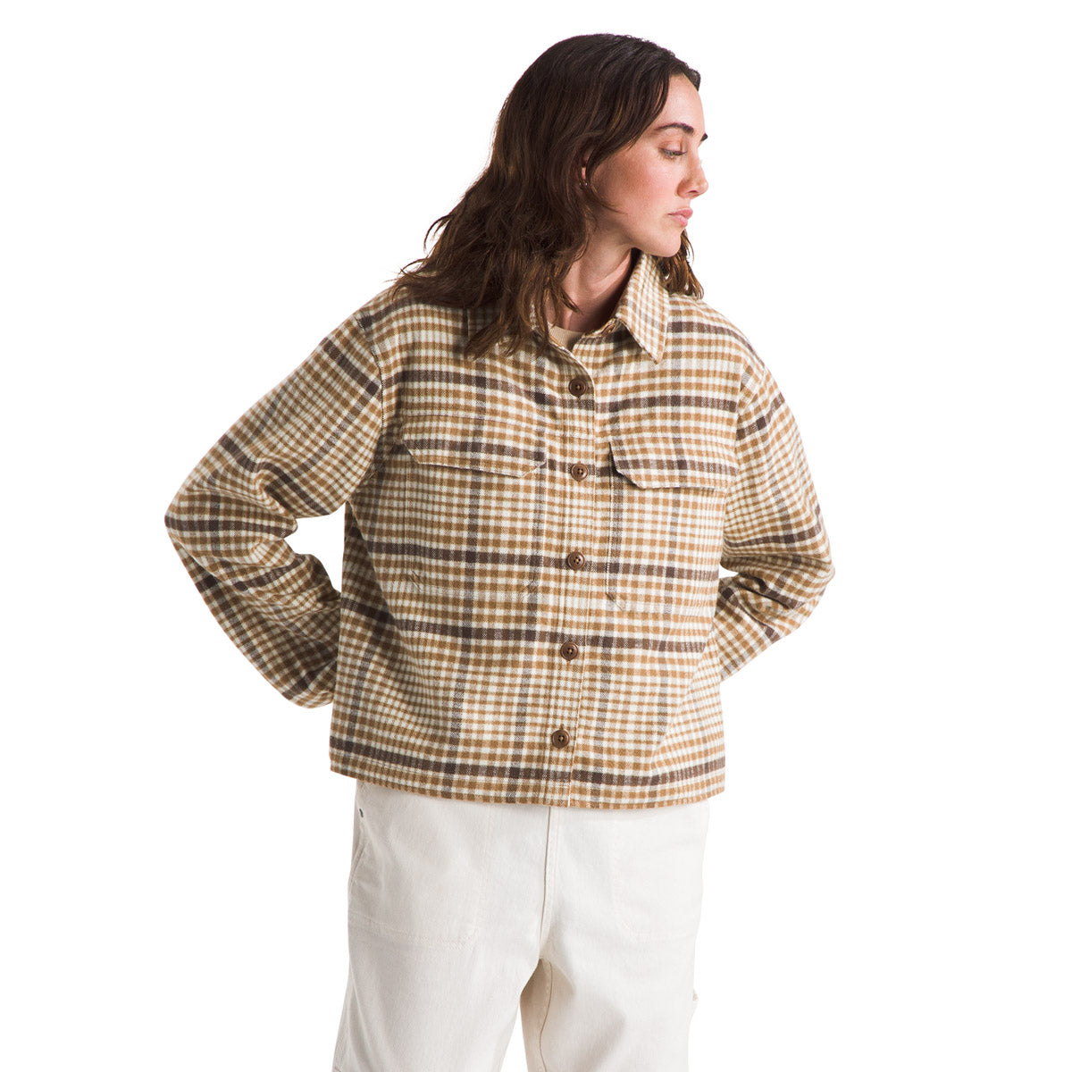 The North Face Women's Valley Flannel Shirt Utility Brown Nano Plaid