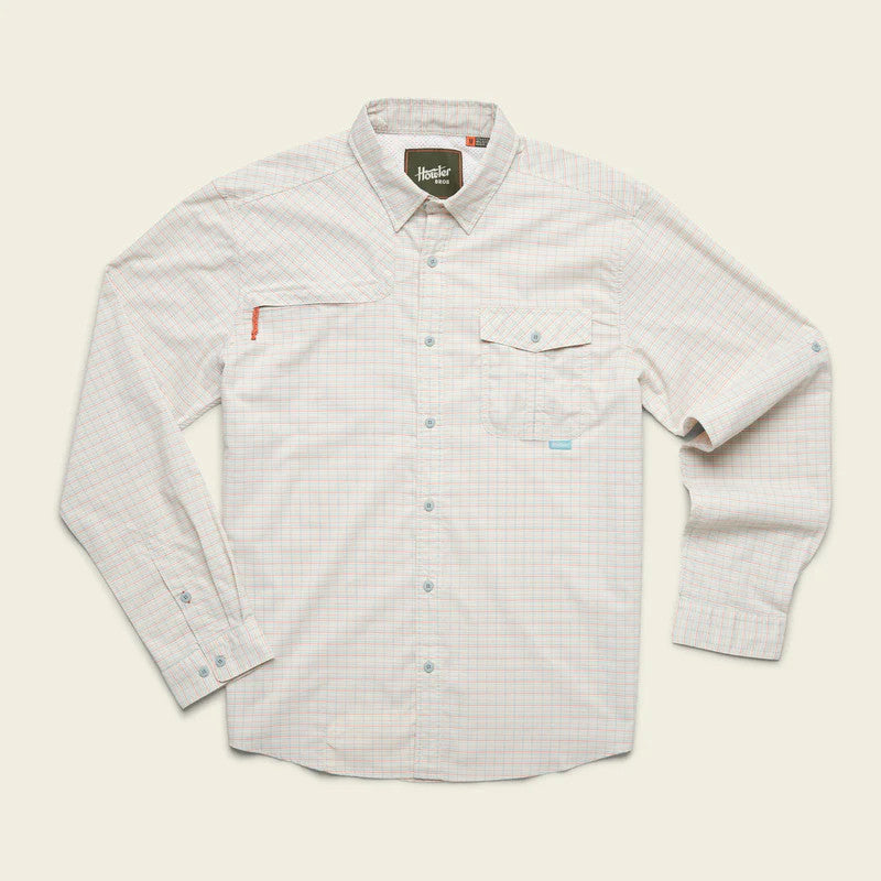 Howler Brothers Mens Matagorda Longsleeve Shirt CO Composition Plaid: Off White / M