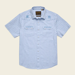 Howler Brothers Mens Crosscut Deluxe Shortsleeve Shirt urfbird: Sky Oxford Dobby / S