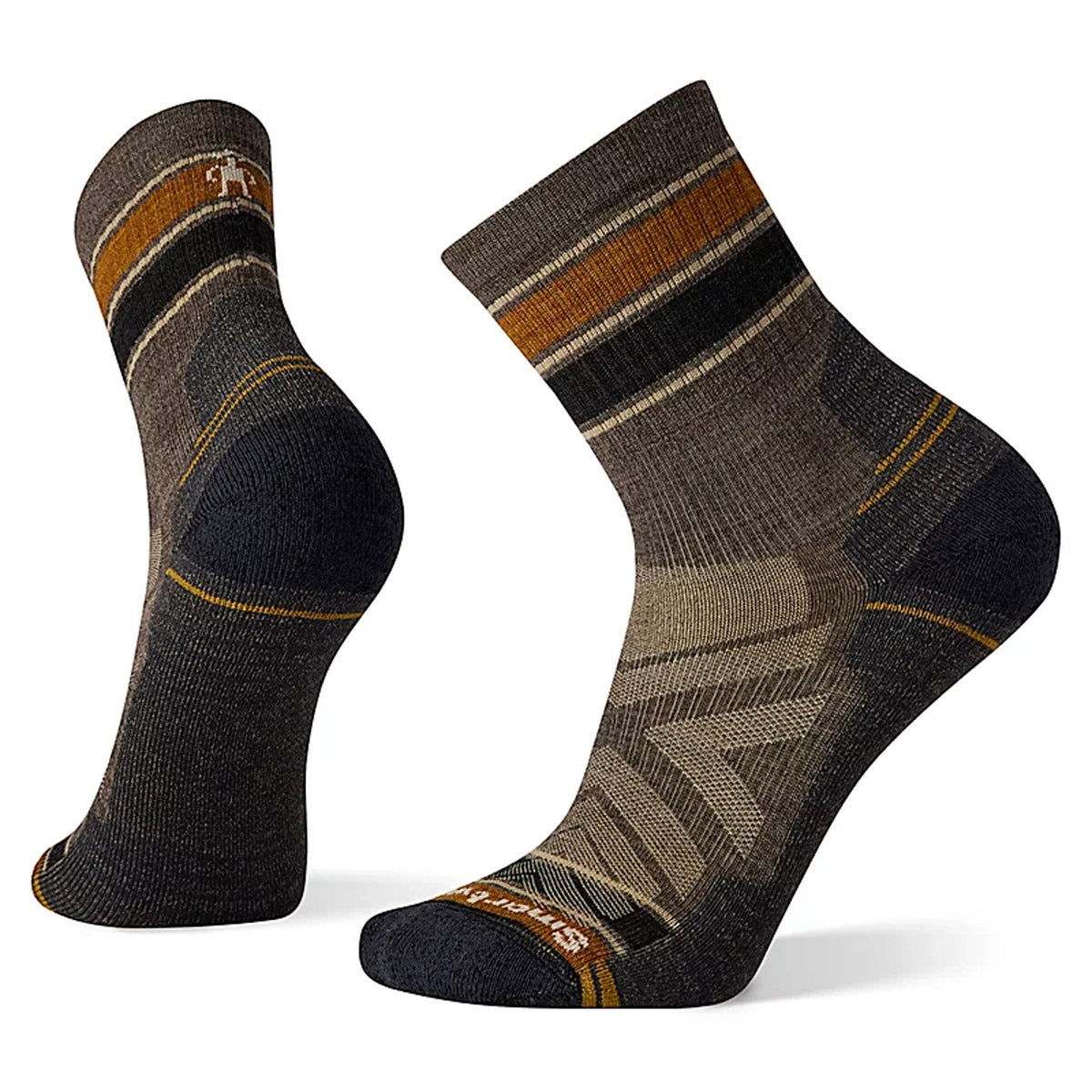 Smartwool Men's Hike Light Cushion Striped Mid Crew Socks Taupe