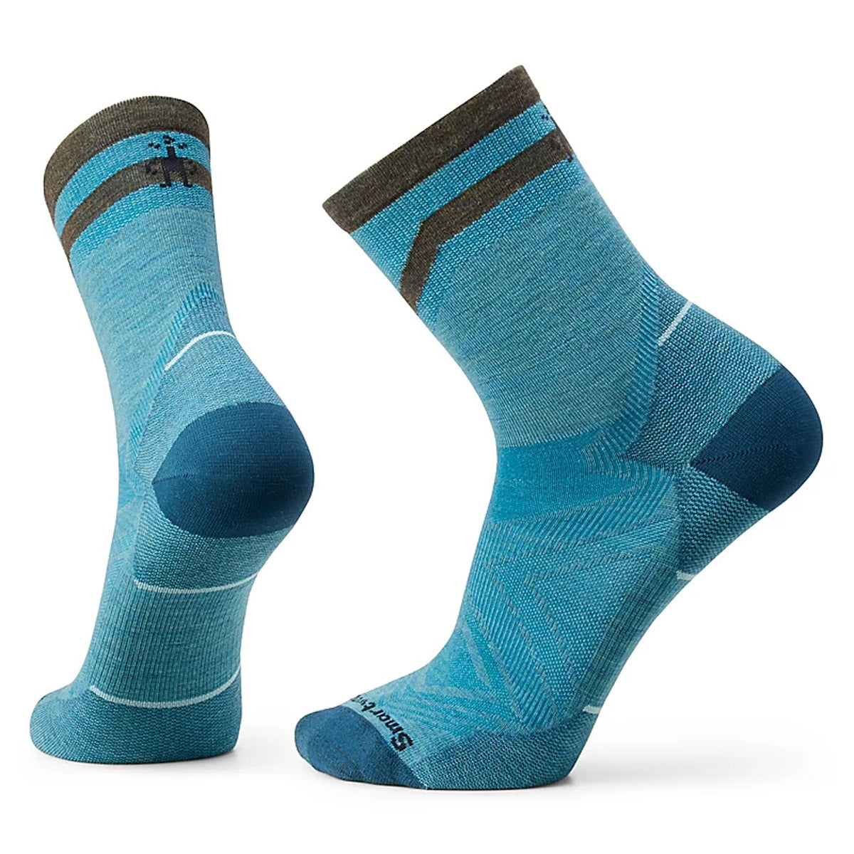 Smartwool Men's Run Zero Cushion Mid Crew Pattern Socks Cascade Green