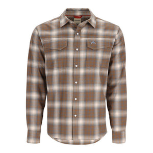 Simms Fishing Men's Gallatin Flannel Fishing Long Sleeve Shirt 2100 Stone Ombre Plaid