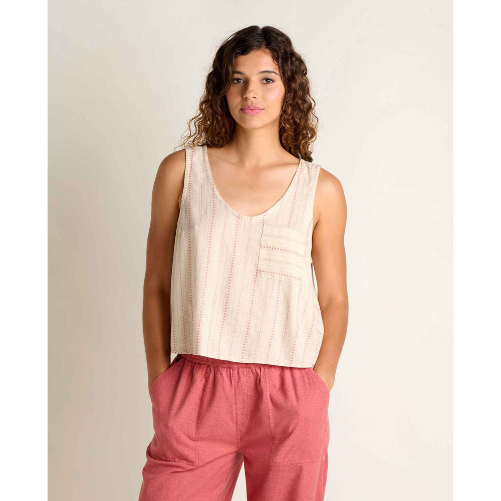 Toad&Co. Womens Taj Hemp Button Back Tank ondon Fog Dobby / L