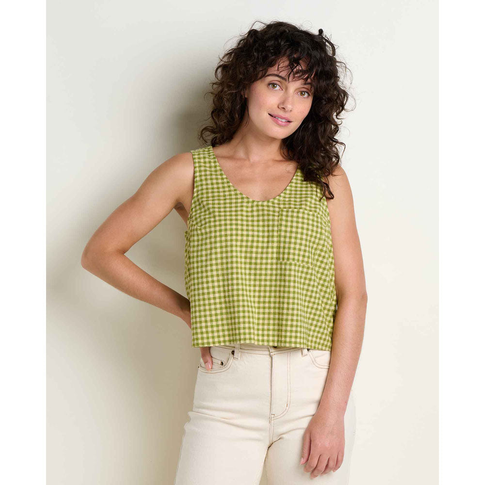 Toad&Co. Womens Taj Hemp Button Back Tank Woodbine Pattern
