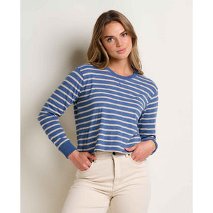 Toad&Co. Womens Boundless Jersey Long Sleeve Tee Kyanite tripe / S