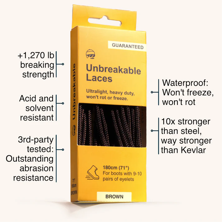 Adventure Andy Unbreakable Boot Laces Brown