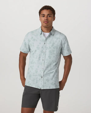 Vuori Mens Short Sleeve Bridge Button-Down API Atmosphere Mini Stripe
