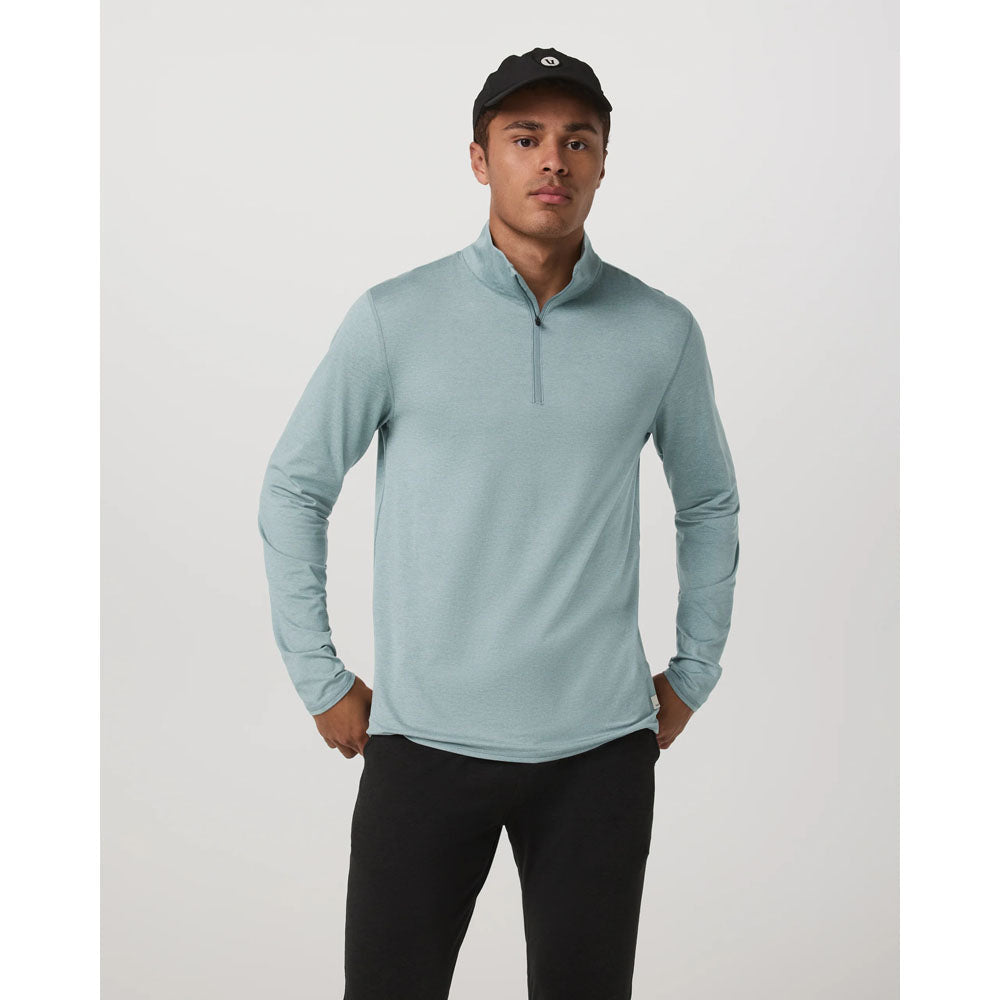 Vuori Mens Ponto 1/2 Zip Mock Neck Misty Blue Heather