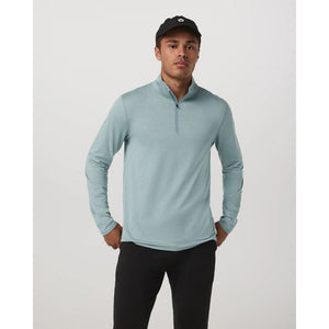 Vuori Mens Ponto 1/2 Zip Mock Neck Misty Blue Heather