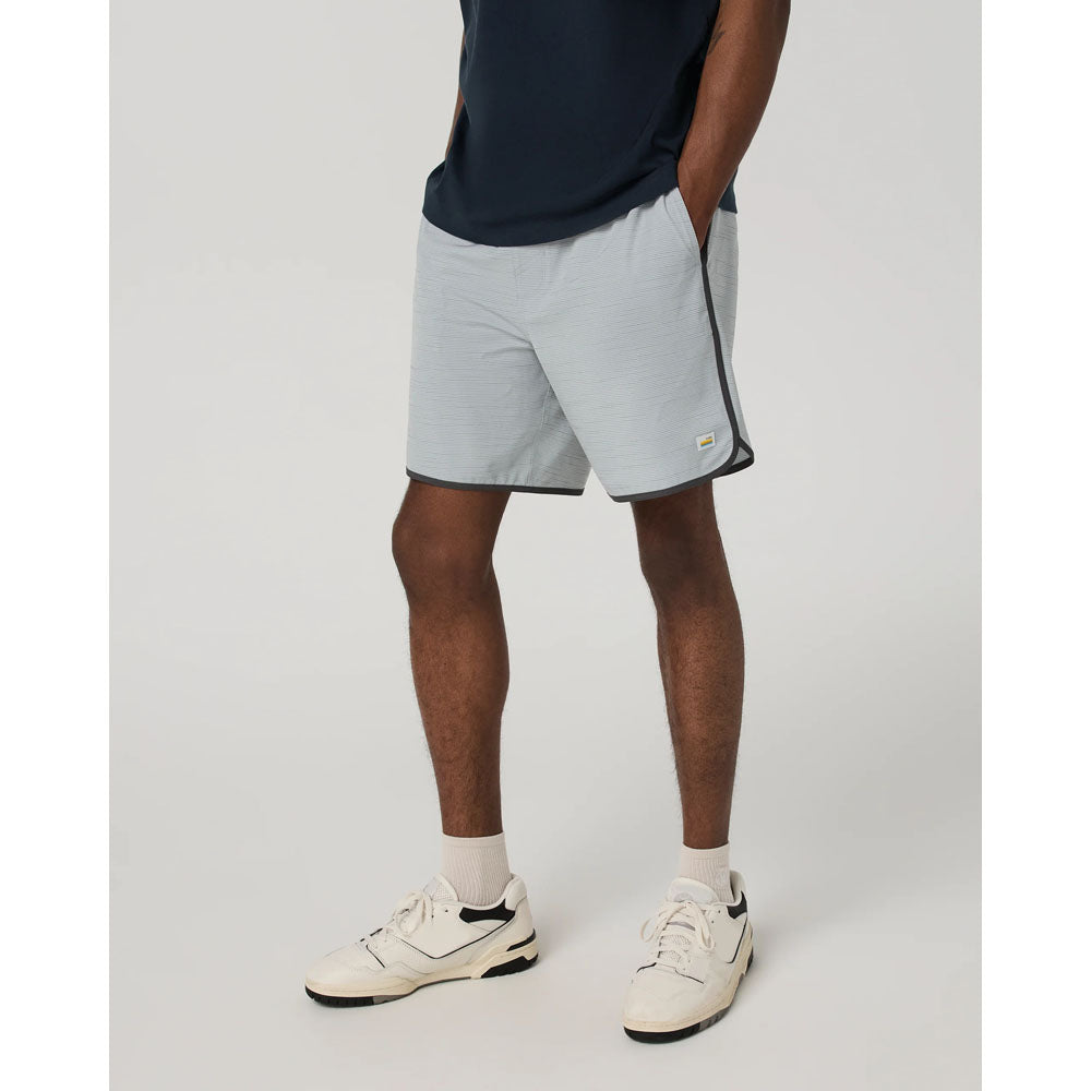 Vuori Mens Banks Short Unlined 7 Blue Haze Slub Stripe