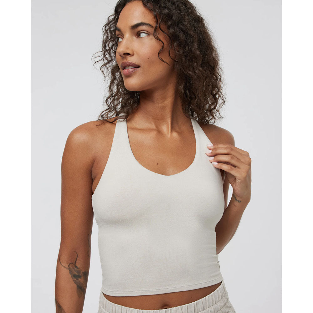 Vuori W Halo Performance Crop Tank 2.0 Ecru Heather