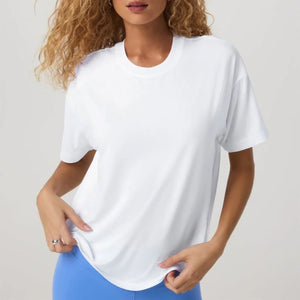 Vuori Womens Energy Tee Long HBN Bone Heather