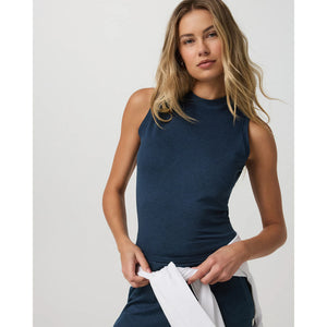 Vuori Womens Halo Muscle Tank Blue Coast Heather
